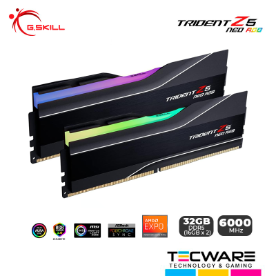 MEM. RAM G.SKILL TRIDENT Z5 NEO RGB BLACK, 32GB (16x2) DDR5, 6000MHZ, CL36
