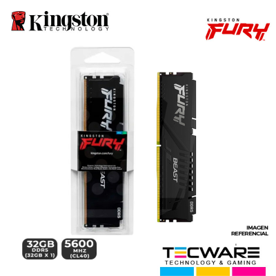 MEM. RAM KINGSTON FURY BEAST, 32GB DDR5 5600 MHZ.