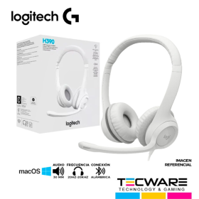 MICROFONO AURICULAR LOGITECH H390 USB, CANCELACION DE RUIDO, WHITE