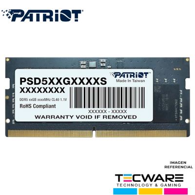 MEMORIA RAM PATRIOT SIGNATURE LINE DDR5 16GB SODIMM 5600MT/S CL46 /PSD516G560081S