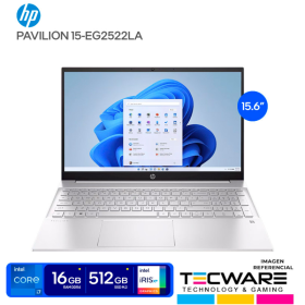 LAPTOP HP PAVILION| INTEL CORE I7-1255U 4.7GHZ | RAM 16GB DDR4 | SSD 512GB | PANTALLA 15.6" FHD | WINDOWS 11 | 3 CELDAS