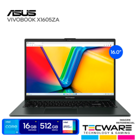 LAPTOP ASUS VIVOBOOK | INTEL CORE I5-12500H 4.50GHZ | RAM 16GB DDR4 | SSD 512GB | PANTALLA 16.0’’ WUXGA | FREE DOS | 3 CELDAS
