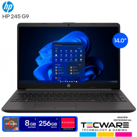 LAPTOP HP 245 G9 | AMD RYZEN 3 3250U 3.50GHZ | RAM 8GB DDR4 | SSD 256GB | PANTALLA 14’’ HD | WINDOWS 11 | 3 CELDAS