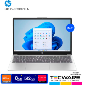 LAPTOP HP 15-FC0071LA AMD | RYZEN 5 7520U 4.3GHZ | AMD RADEON GRAPHICS | RAM 8GB DDR5 | SSD 512GB |PANTALLA 15.6" FHD|WINDOWS 11