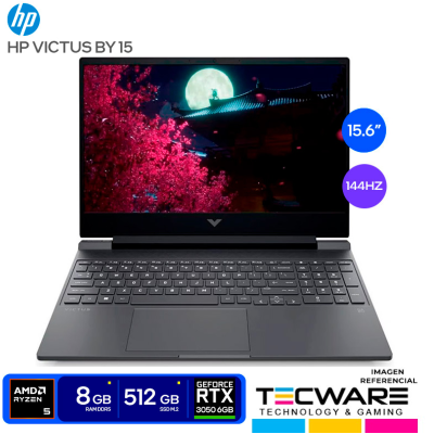 LAPTOP HP VICTUS BY|AMD RYZEN 5 8645HS 5.0GHZ|RAM 8GB DDR5|SSD 512GB|PANTALLA 15.6" FHD IPS|RTX 3050 6GB|WINDOWS 11|4 CELDAS